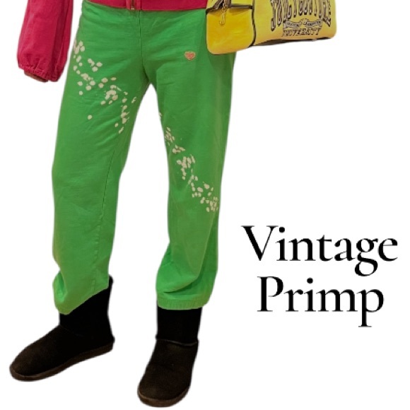 Primp Pants - Ultra Rare Vintage Primp Splatter Lime Green 
Track/Joggers